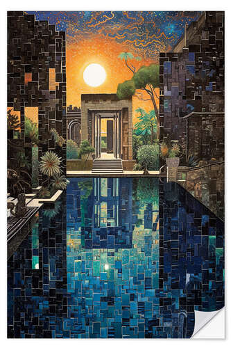 Autocolante decorativo Deep Sunset In The Pool