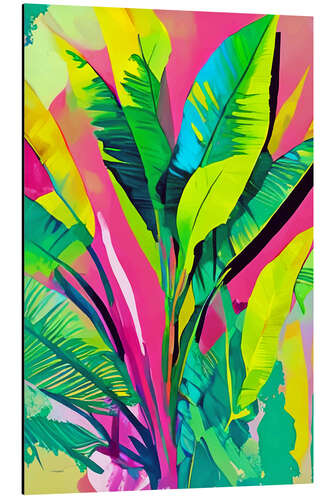 Alumiinitaulu Pink Summer & Banana Leaves