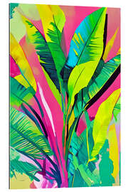 Tableau en plexi-alu Pink Summer &amp; Banana Leaves