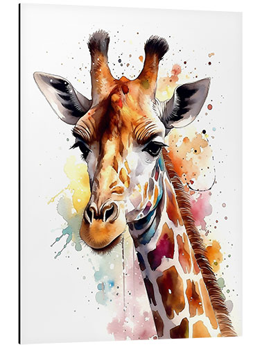 Print på aluminium Colorful Watercolor Giraffe