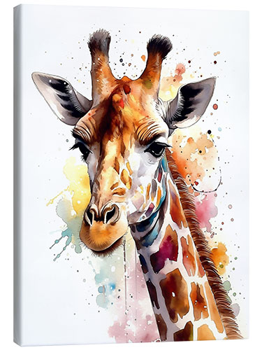 Canvastavla Colorful Watercolor Giraffe