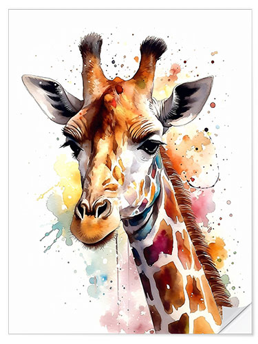 Sticker mural Colorful Watercolor Giraffe