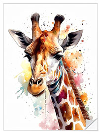 Sticker mural Colorful Watercolor Giraffe