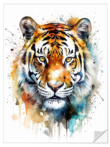 Selvklebende plakat Colorful Watercolor Tiger