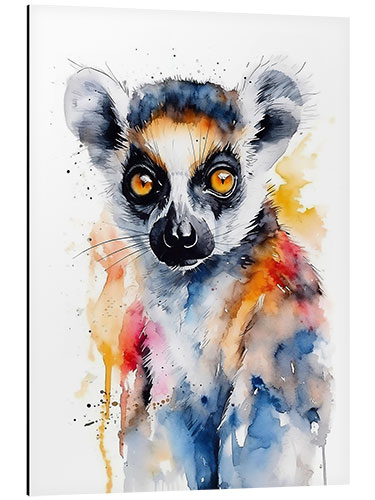 Aluminium print Colorful Watercolor Lemur