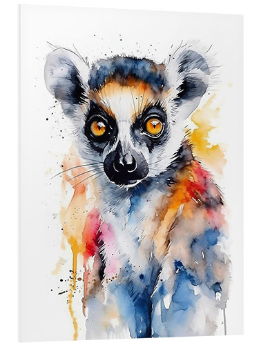 Print på skumplade Colorful Watercolor Lemur