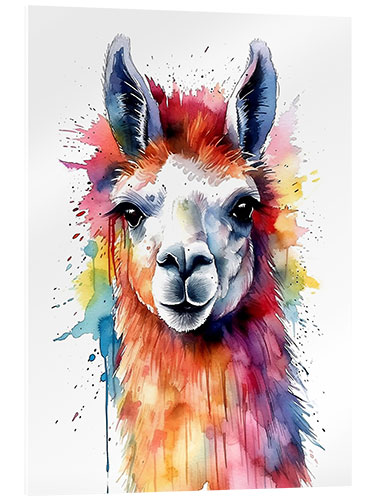 Akrylbillede Colorful Watercolor Llama