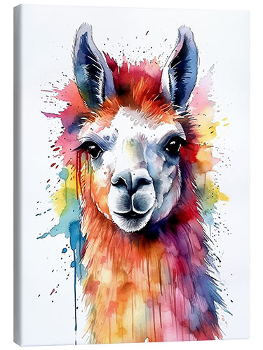 Canvas print Colorful Watercolor Llama