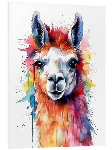 Foam board print Colorful Watercolor Llama