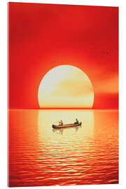 Acrylic print Canoeing at Sunset