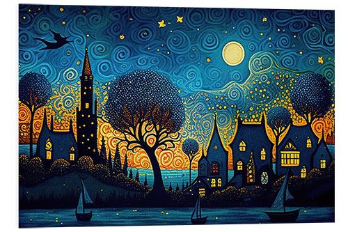 PVC-tavla Whimsical Skyline Painting