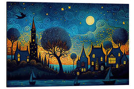 Magnettafel Skurriles Skyline-Gemälde