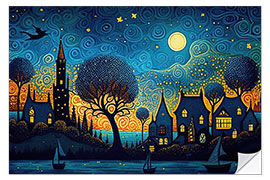 Sisustustarra Whimsical Skyline Painting