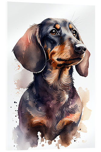 Akrylbilde Dachshund Portrait in Watercolor