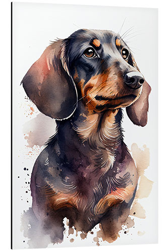 Aluminiumtavla Dachshund Portrait in Watercolor