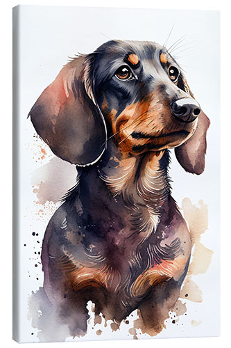 Tableau sur toile Dachshund Portrait in Watercolor
