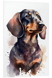 Foam board print Dachshund Portrait in Watercolor