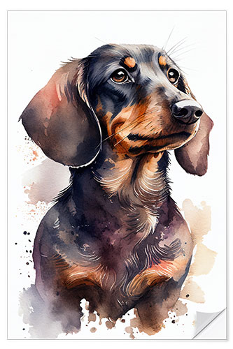 Naklejka na ścianę Dachshund Portrait in Watercolor