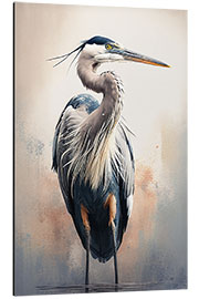 Tableau en aluminium Watchful Gray Heron