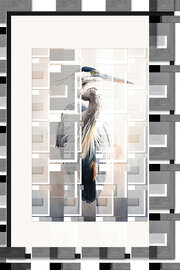 Gerahmter Kunstdruck Wachsamer Graureiher