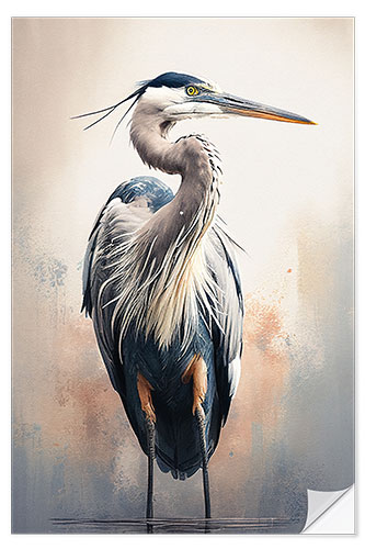 Selvklebende plakat Watchful Gray Heron