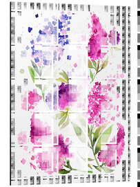 Magnettafel Hortensien und Fliederblüten