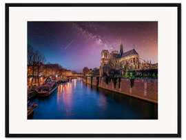 Gerahmter Kunstdruck Notre-Dame bei Nacht