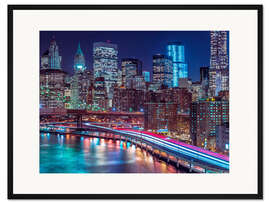 Gerahmter Kunstdruck Streifenlichter auf den Straßen von Manhattan