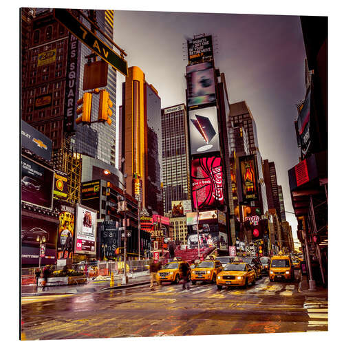 Aluminium print Taxi on Broadway, New York