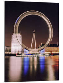 Alubild London Eye bei Nacht