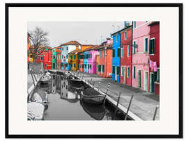 Impresión de arte enmarcada Colorful Houses on the Burano Canal