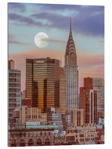 Tableau en plexi-alu Full Moon Over the Chrysler Building