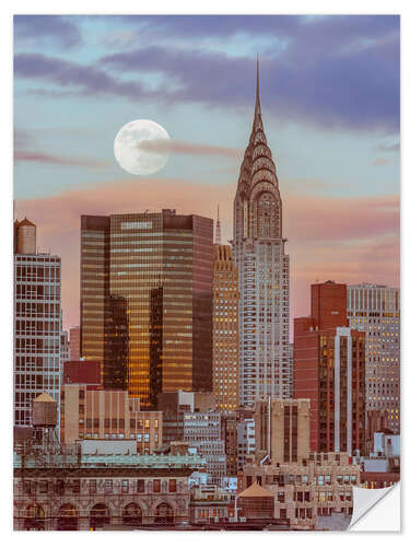 Naklejka na ścianę Full Moon Over the Chrysler Building