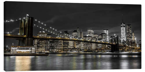 Leinwandbild Brooklyn Bridge bei Nacht