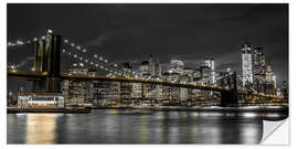 Självhäftande poster Brooklyn Bridge at Night