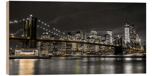 Holzbild Brooklyn Bridge bei Nacht