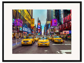 Inramat konsttryck Taxi on Broadway, New York