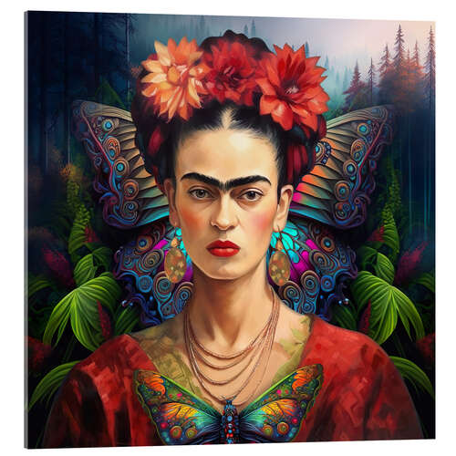 Acrylic print Frida Kahlo Butterfly Portrait