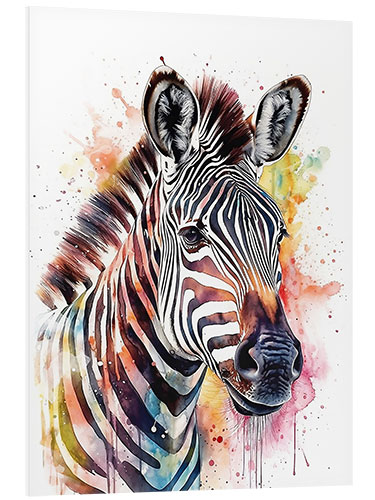 Stampa su PVC Colorful Watercolor Zebra