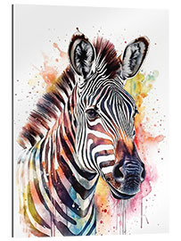 Gallery print Colorful Watercolor Zebra