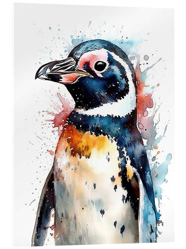Tableau en verre acrylique Cute Watercolor Penguin