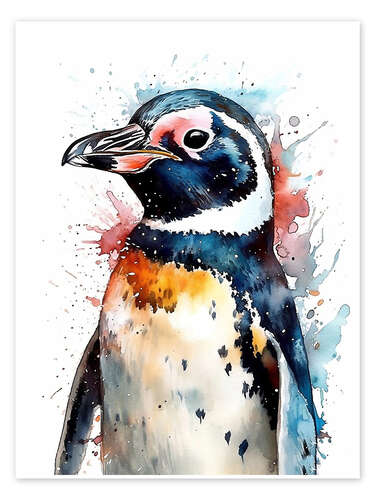 Plakat Cute Watercolor Penguin