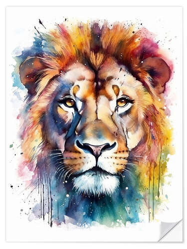 Selvklebende plakat Classy watercolor Lion