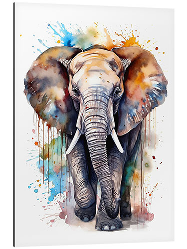 Aluminiumtavla Colorful Watercolor Elephant