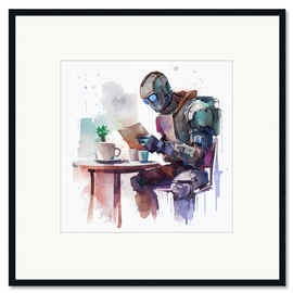 Kehystetty taidepainatus Coffee Robot
