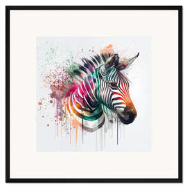 Gerahmter Kunstdruck Neon Zebra
