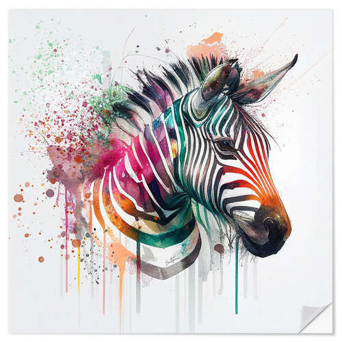 Wandsticker Neon Zebra