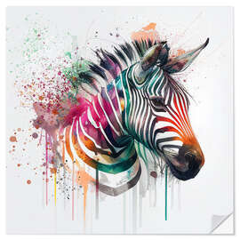 Sticker mural Neon Zebra