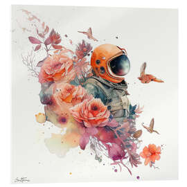 Stampa su vetro acrilico  Astronaut Among Roses - Ben Heine