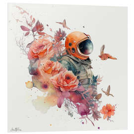 Foam board print Astronaut Among Roses